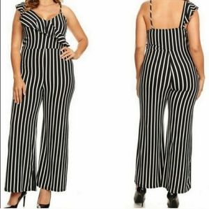 Black and White Striped Jumpsuit Plus Size